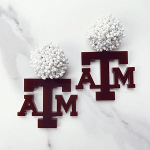 Texas A&M Single Acrylic w/ATM Logo with Beaded Top